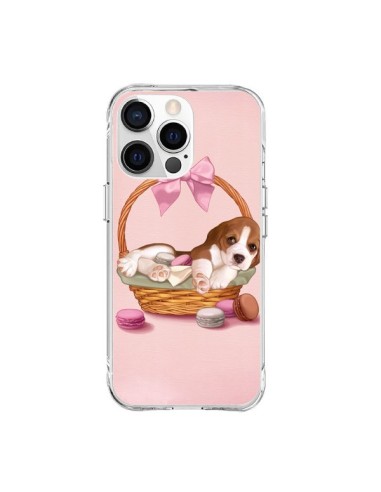 Coque iPhone 15 Pro Max Chien Dog Panier Noeud Papillon Macarons - Maryline Cazenave