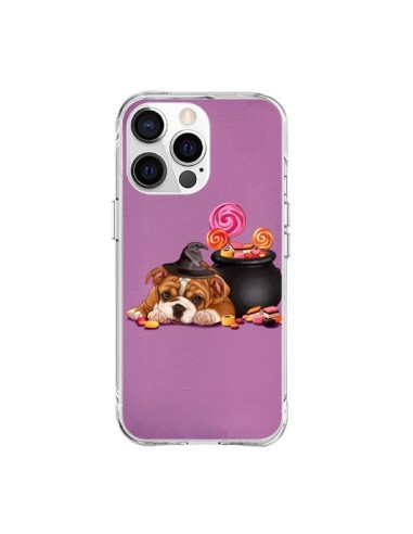 Coque iPhone 15 Pro Max Chien Dog Halloween Sorciere Chaudron Bonbon - Maryline Cazenave
