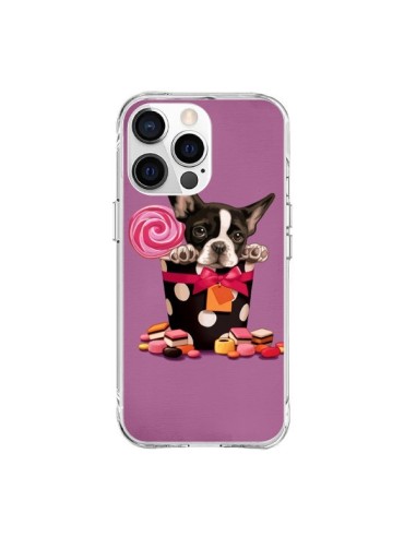 Coque iPhone 15 Pro Max Chien Dog Boite Noeud Papillon Pois Bonbon - Maryline Cazenave