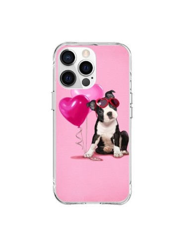 Coque iPhone 15 Pro Max Chien Dog Ballon Lunettes Coeur Rose - Maryline Cazenave