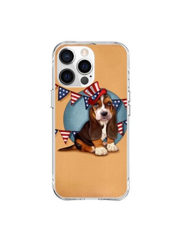 Coque iPhone 15 Pro Max Chien Dog USA Americain - Maryline Cazenave