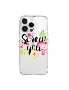 iPhone 15 Pro Max Case Screw you Flower Flowers Clear -...