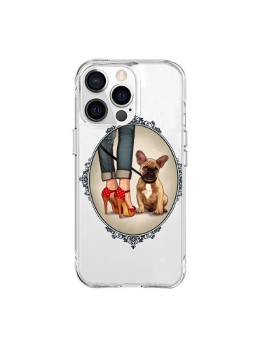 Coque iPhone 15 Pro Max Lady Jambes Chien Bulldog Dog Transparente - Maryline Cazenave