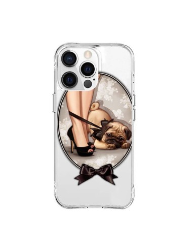 Coque iPhone 15 Pro Max Lady Jambes Chien Bulldog Dog Noeud Papillon Transparente - Maryline Cazenave