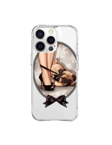 Cover iPhone 15 Pro Max Lady Jambes Cane Bulldog Dog Papillon Trasparente - Maryline Cazenave