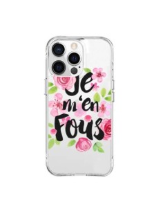 iPhone 15 Pro Max Case Je M'en Fous Flowers Clear -...