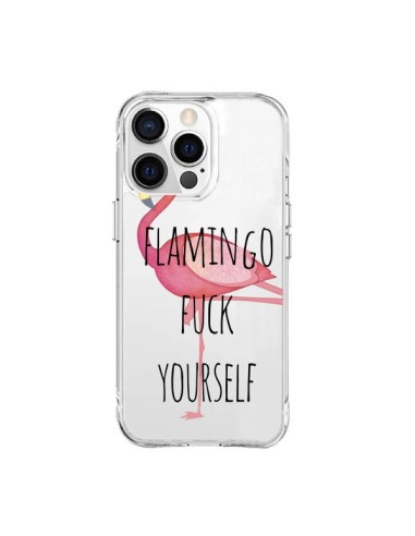 Cover iPhone 15 Pro Max  Fenicottero Flamingo Fuck Trasparente - Maryline Cazenave