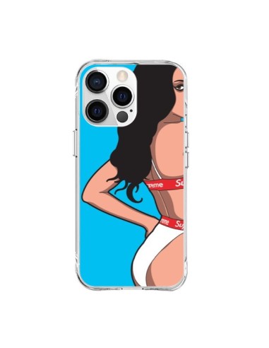 Coque iPhone 15 Pro Max Pop Art Femme Bleu - Mikadololo
