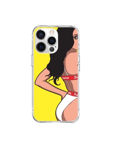 Coque iPhone 15 Pro Max Pop Art Femme Jaune - Mikadololo