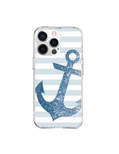 Coque iPhone 15 Pro Max Ancre Bleu Navire - Monica Martinez