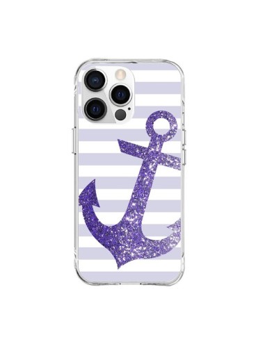 Coque iPhone 15 Pro Max Ancre Violet Navire - Monica Martinez