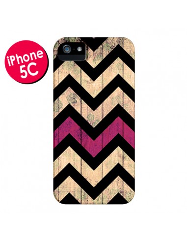 Coque Chevron Vintage Bois Wood pour iPhone 5C - Mary Nesrala