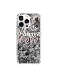 Coque iPhone 15 Pro Max Vintage Love Noir Flower - Monica...