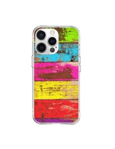 Cover iPhone 15 Pro Max Legno Colorato Vintage -...