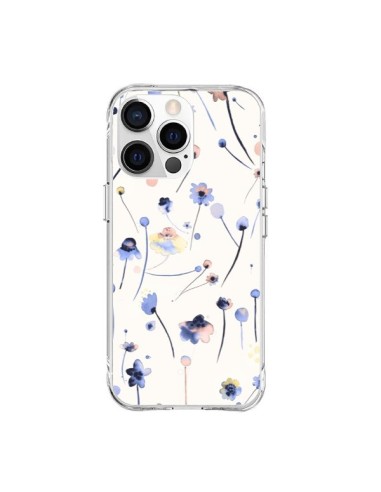 Coque iPhone 15 Pro Max Blue Soft Flowers - Ninola Design