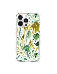 Coque iPhone 15 Pro Max Brushstrokes Tropical Palms Green...