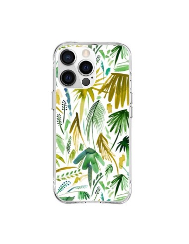 Coque iPhone 15 Pro Max Brushstrokes Tropical Palms Green - Ninola Design
