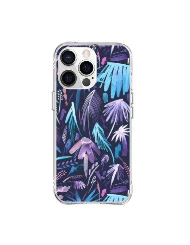 Coque iPhone 15 Pro Max Brushstrokes Tropical Palms Navy - Ninola Design