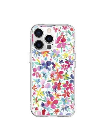 Coque iPhone 15 Pro Max Colorful Flowers Petals Blue - Ninola Design