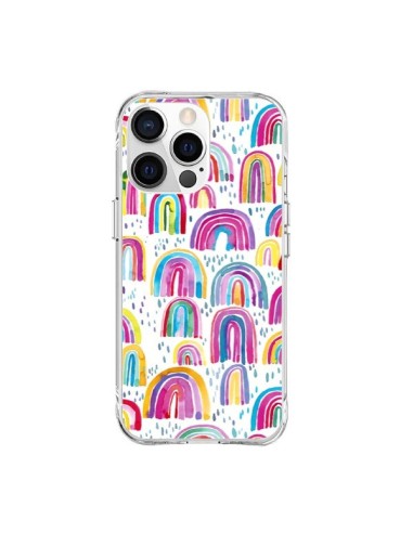 Cover iPhone 15 Pro Max Cute Watercolor Rainbows Arcobaleno - Ninola Design