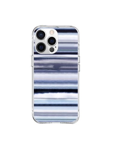 Coque iPhone 15 Pro Max Degrade Stripes Watercolor Navy - Ninola Design