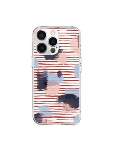 Cover iPhone 15 Pro Max Watercolor Stains Righe Rosse -...