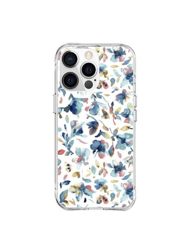 Coque iPhone 15 Pro Max Watery Hibiscus Blue - Ninola Design