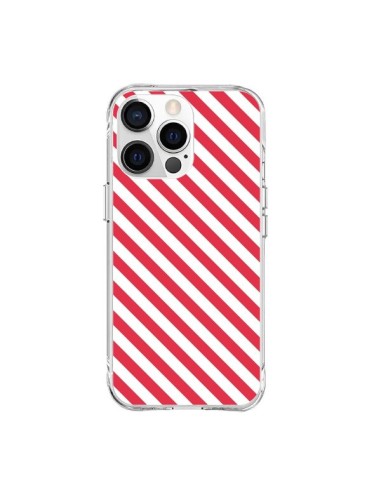 iPhone 15 Pro Max Case Striped Candy Pink and White - Nico