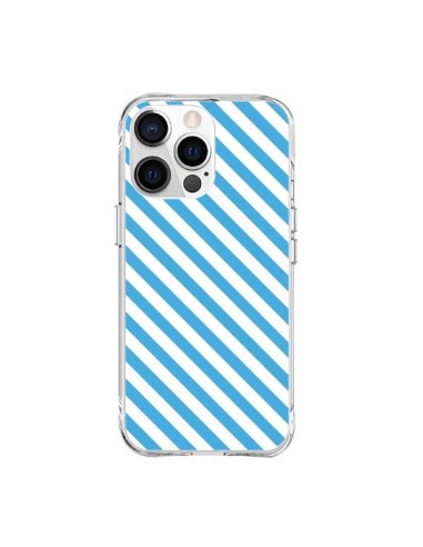 Cover iPhone 15 Pro Max Caramella Motivo rigato Blu e Bianco - Nico