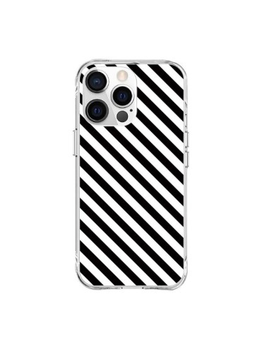 Coque iPhone 15 Pro Max Bonbon Candy Noire et Blanche Rayée - Nico