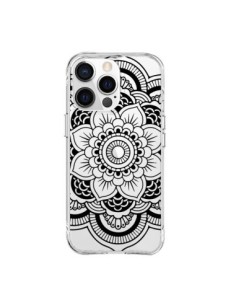 Coque iPhone 15 Pro Max Mandala Noir Azteque Transparente...