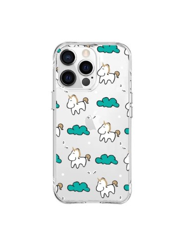 Coque iPhone 15 Pro Max Licorne et Nuages Transparente - Nico