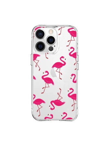 Coque iPhone 15 Pro Max flamant Rose et Flamingo Transparente - Nico