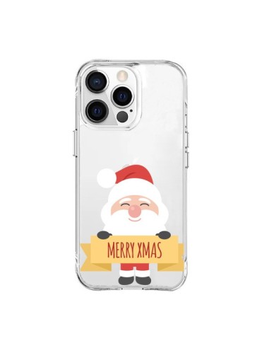 Coque iPhone 15 Pro Max Père Noël Merry Christmas transparente - Nico