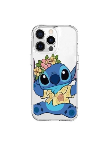 Coque iPhone 15 Pro Max Stitch de Lilo et Stitch Aloha transparente - Nico