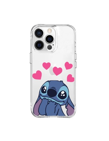 Coque iPhone 15 Pro Max Mini Stitch de Lilo et Stitch in love en coeur transparente - Nico