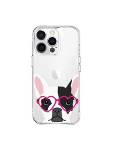 Cover iPhone 15 Pro Max Bulldog Francese Occhiali Cuore...