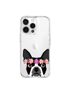 iPhone 15 Pro Max Case Boston Terrier Flowers Dog Clear -...