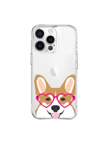 iPhone 15 Pro Max Case Dog Funny Eyes Hearts Clear - Pet Friendly