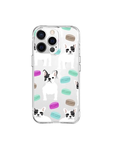 Coque iPhone 15 Pro Max Chiens Bulldog Français Macarons Transparente - Pet Friendly