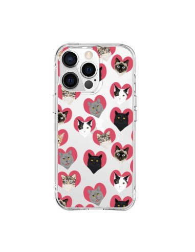 iPhone 15 Pro Max Case Cat Hearts Clear - Pet Friendly