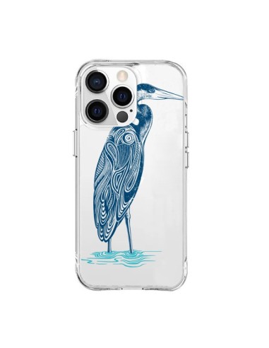 Coque iPhone 15 Pro Max Heron Blue Oiseau Transparente - Rachel Caldwell