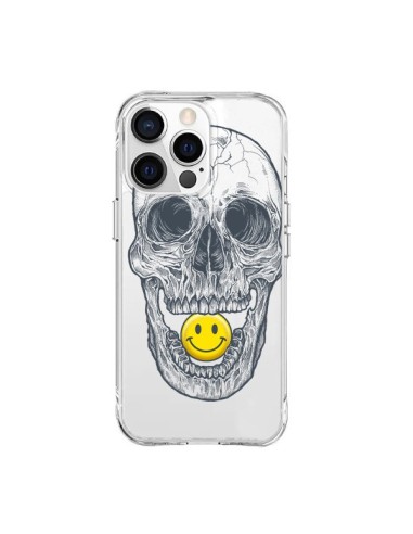 Coque iPhone 15 Pro Max Tête de Mort Smiley Transparente - Rachel Caldwell