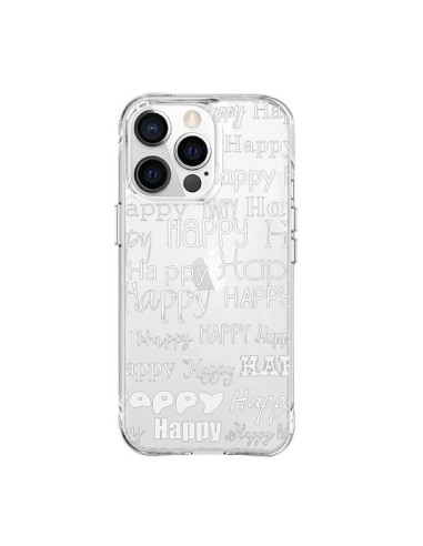 iPhone 15 Pro Max Case Happy White Clear - R Delean