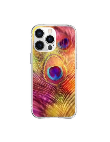 Coque iPhone 15 Pro Max Plume de Paon Multicolore - Sylvia Cook