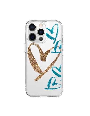 Coque iPhone 15 Pro Max Coeurs Heart Love Amour Transparente - Sylvia Cook