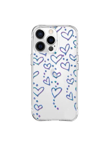 Coque iPhone 15 Pro Max Floating hearts coeurs flottants Transparente - Sylvia Cook