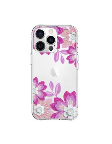 Coque iPhone 15 Pro Max Winter Flower Rose, Fleurs d'Hiver Transparente - Sylvia Cook