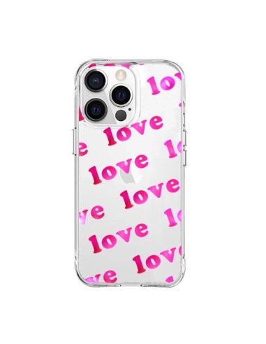 Coque iPhone 15 Pro Max Pink Love Rose Transparente - Sylvia Cook