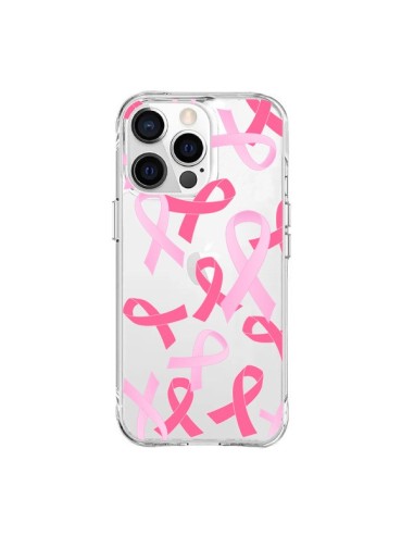 Coque iPhone 15 Pro Max Pink Ribbons Ruban Rose Transparente - Sylvia Cook